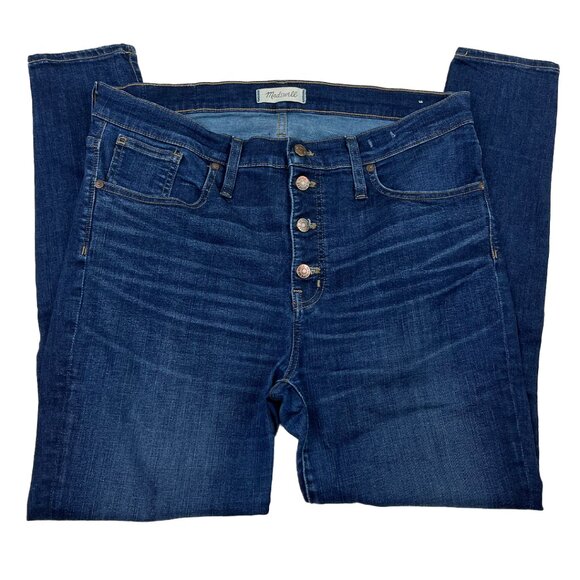 Madewell 9" Mid-Rise Skinny Jeans in Hayes Wash Size 32 Button Fly J9491 Denim - Picture 2 of 16